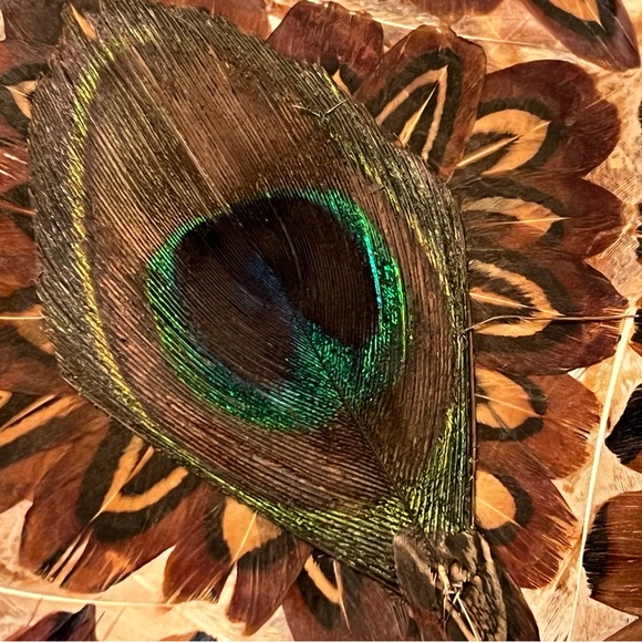 Vintage Lee Sands Peacock Feather clutch kiss lock wallet - Picture 3 of 11